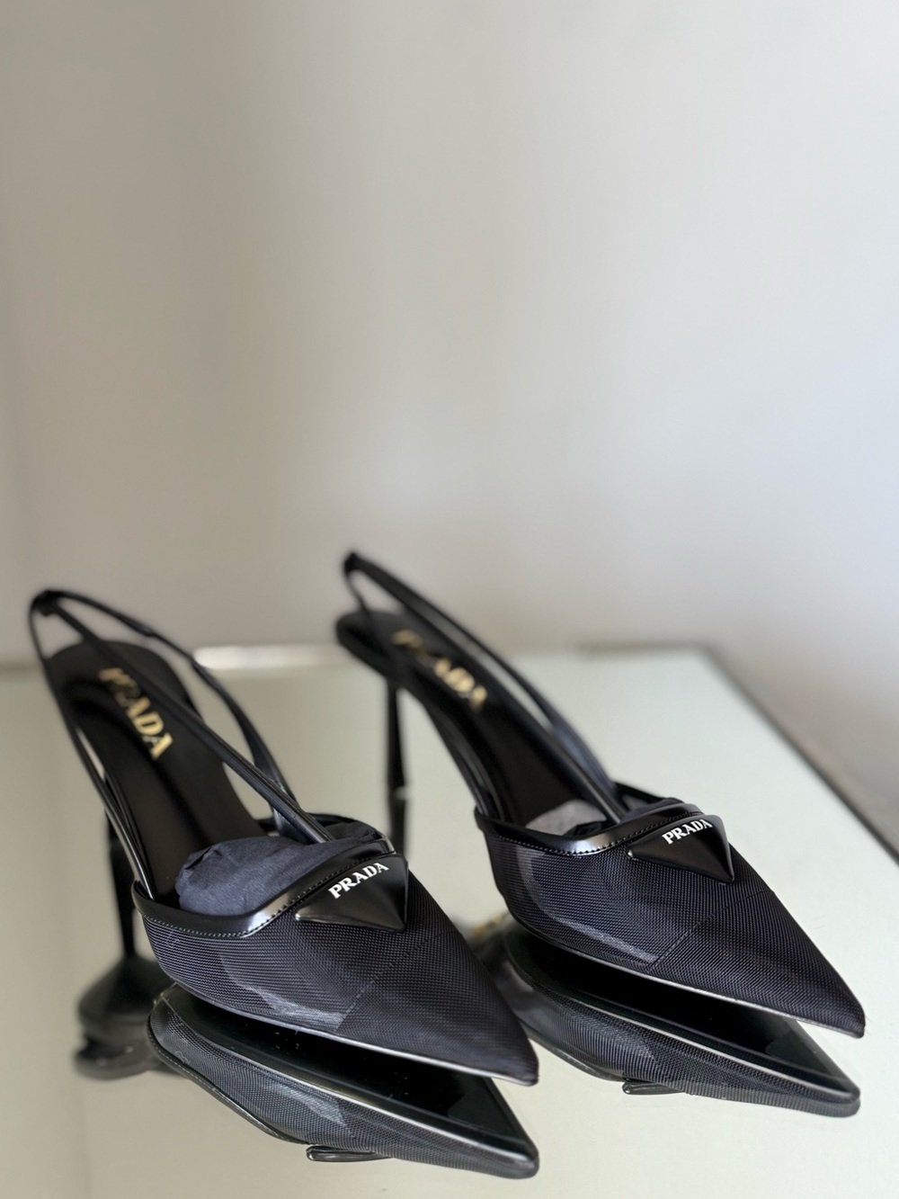New Prada Mesh fabric slingback pumps $1,270 36 - Picture 7 of 10